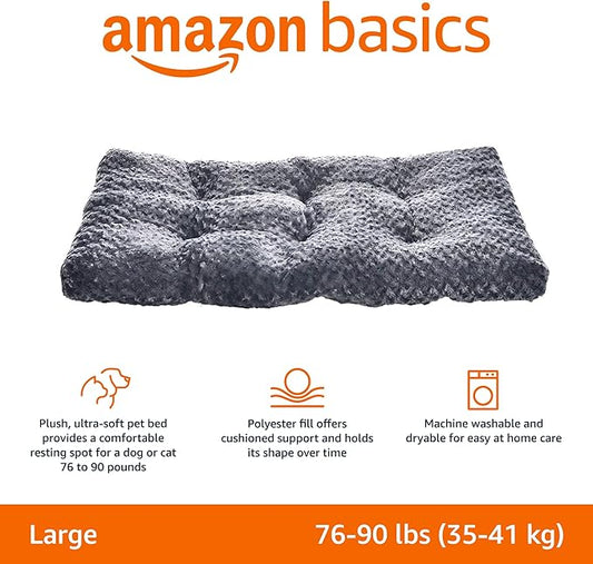 Amazon Basics – Cama Lavable para Perros y Mascotas Tamaño 102 x 69 x 9 cm · Gris