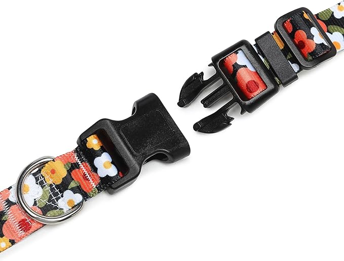 Collar para Perros – Ajustable, Cómodo y con un Diseño Floral que Enamora Tamaño S · Floral Naranja