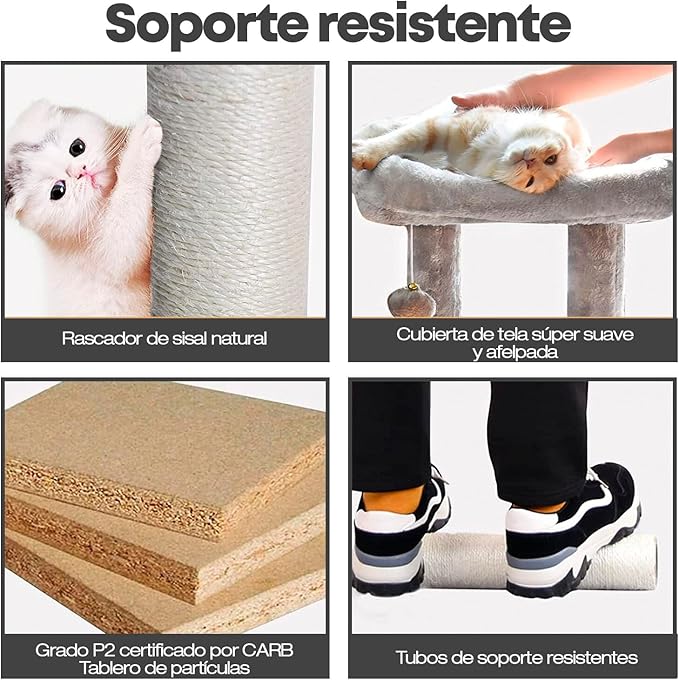 Edipets – Árbol Rascador para Gatos (Gris) | Un pequeño reino elevado para tus felinos