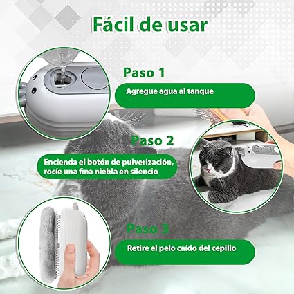 Cepillo de Vapor para Gatos y Perros – Caricias que desenredan el alma (Blanco)