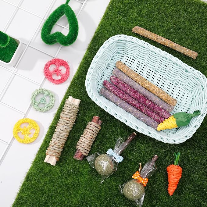 Pack de 15 Juguetes Naturales para Masticar – Conejos, Cobayas, Hámsteres, Jerbos y Animales Pequeños