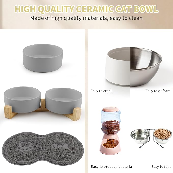 Comedero Elevado para Gatos y Perros Pequeños – Doble Cuenco