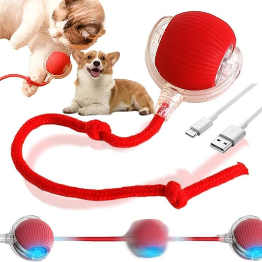 Juguete Interactivo para Gatos y Perros – Pelota Eléctrica Automática 360° – Versión 2026 con Carga USB y 3 Modos Inteligentes (Roja)
