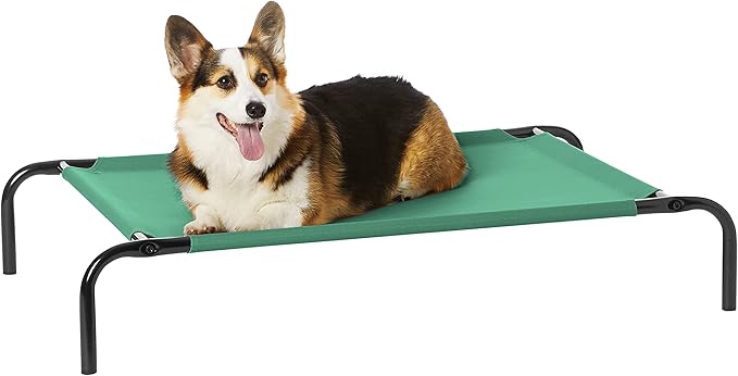 Amazon Basics – Cama Elevada Refrescante para Perros   Tamaño Medium · Verde