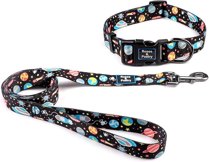 Roses&Poetry – Collar y Correa para Perros Medianos   Estrella · Colorido · Ajustable · Hecho para brillar juntos