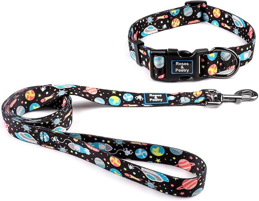 Roses&Poetry – Collar y Correa para Perros Medianos   Estrella · Colorido · Ajustable · Hecho para brillar juntos