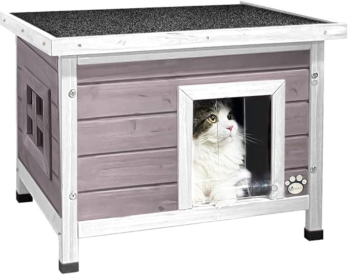 VOUNOT® – Casa de Madera para Gatos - refugio cálido y tradicional para tu felino
