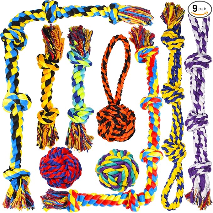 SHARLOVY – Juguetes de Cuerda para Perros Grandes (Pack 9)