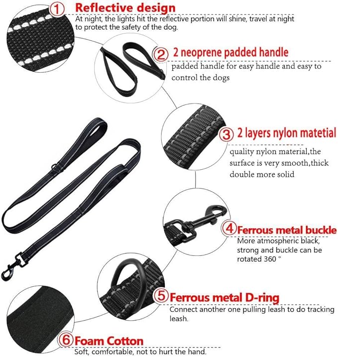 HRYSPN – Correa Resistente para Perros Grandes   Control, seguridad y calma en cada paso · 1,50 m · Doble asa acolchada