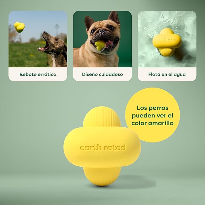 Earth Rated – Pelota para Perros   Juguete interactivo de goma natural · Tamaño pequeño