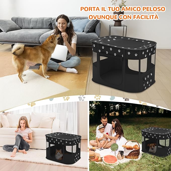 ALLSOPETS – Parque Plegable para Perros y Gatos (M) - Un refugio seguro, ligero y lleno de tradición