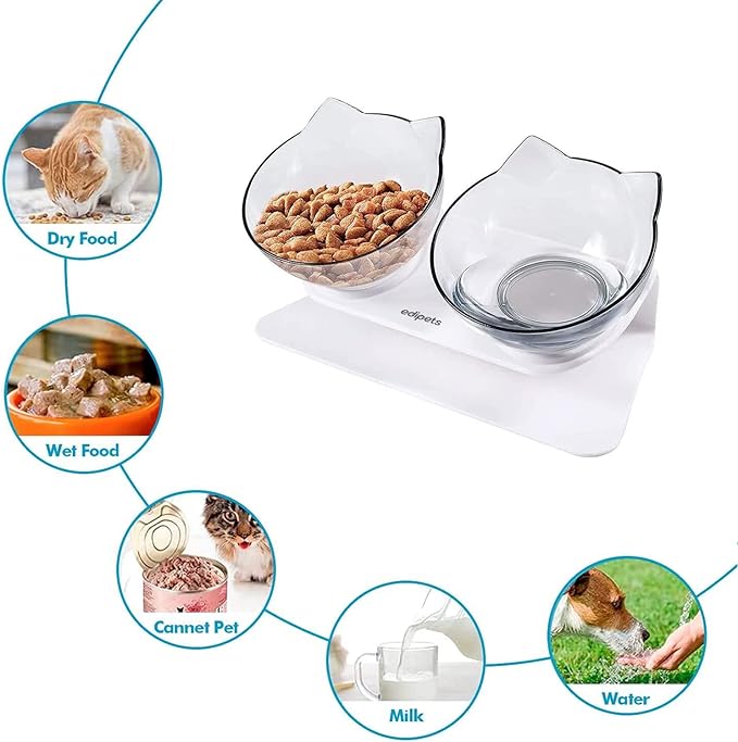 Comedero y Bebedero Elevado para Gatos – Doble Cuenco