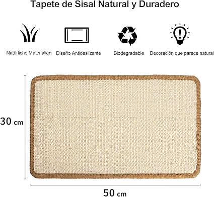 FUKUMARU – Alfombrilla Rascador de Sisal Natural (50×30 cm) - Tradición, instinto y calma para tu felino