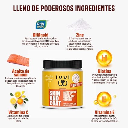 ivvi – Skin & Coat (60 golosinas de salmón) - Un cuidado ancestral para un pelaje sano, suave y lleno de vida