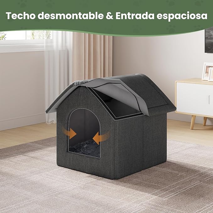 EUGAD – Cama/Cueva Grande para Gatos (60×55×60 cm) - Un refugio cálido, silencioso y lleno de hogar