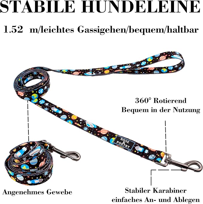 Roses&Poetry – Collar y Correa para Perros Medianos   Estrella · Colorido · Ajustable · Hecho para brillar juntos