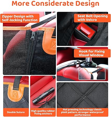 KYG Funda para Perros para Coche – Protección Completa con Ventana de Malla y Cuidado para Cada Viaje