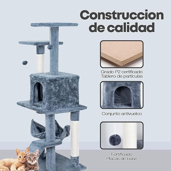 Edipets – Árbol Rascador para Gatos (Gris) | Un pequeño reino elevado para tus felinos