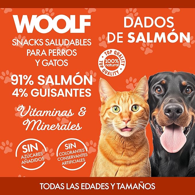 Snacks Naturales para Perros – Dados Blandos de Salmón (100 g) - Nutrición pura, sabor auténtico… y el cariño de siempre