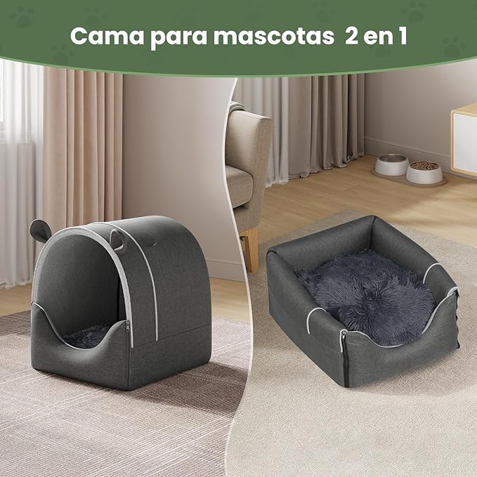 EUGAD – Caseta 2 en 1 para Gatos y Perros (60×55×60 cm) - refugio cálido, resistente y lleno de hogar