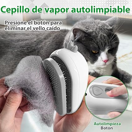 Cepillo de Vapor para Gatos y Perros – Caricias que desenredan el alma (Blanco)