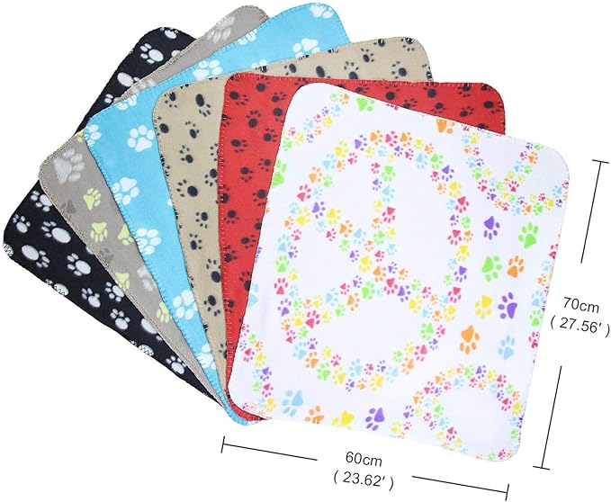Pack de 3 Mantas Suaves para Mascotas – Estampado de Huellas – 60 x 70 cm – Invierno y Hogar