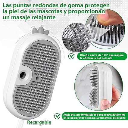 Cepillo de Vapor para Gatos y Perros – Caricias que desenredan el alma (Blanco)