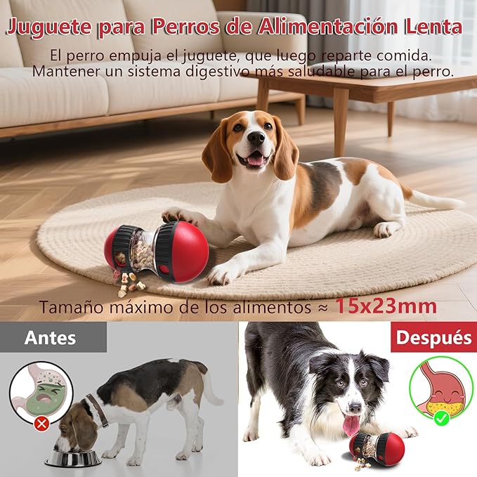 Juguete Interactivo y Alimentador Lento para Perros – Juguete Resistente para Cachorros y Razas Medianas/Grandes