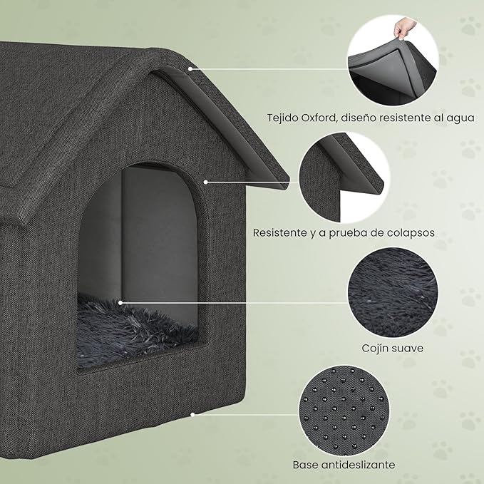 EUGAD – Cama/Cueva Grande para Gatos (60×55×60 cm) - Un refugio cálido, silencioso y lleno de hogar