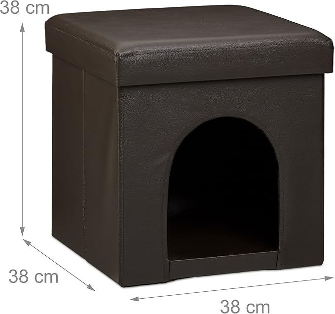Relaxdays – Banco/Caseta para Perros (Cuero de Imitación, Marrón) - Elegancia rústica y comodidad… todo en un solo mueble