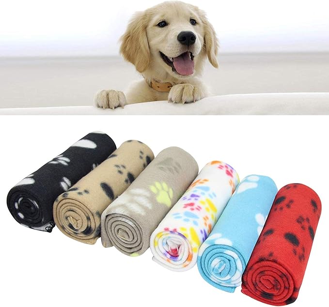 Pack de 3 Mantas Suaves para Mascotas – Estampado de Huellas – 60 x 70 cm – Invierno y Hogar
