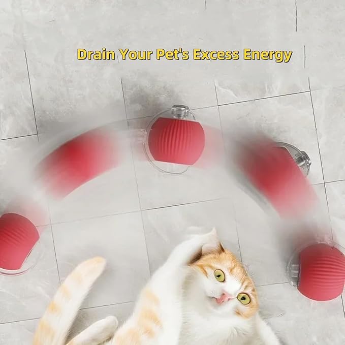 Juguete Interactivo para Gatos y Perros – Pelota Eléctrica Automática 360° – Versión 2026 con Carga USB y 3 Modos Inteligentes (Roja)