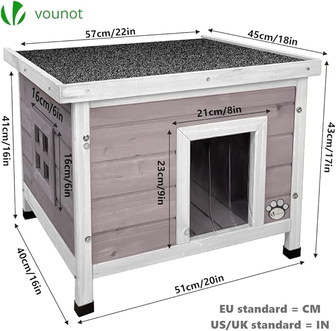 VOUNOT® – Casa de Madera para Gatos - refugio cálido y tradicional para tu felino