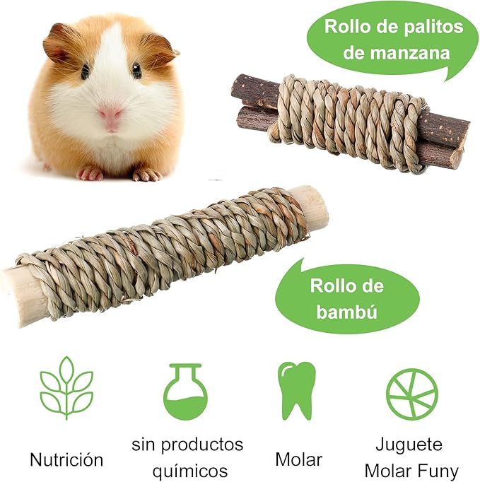 Pack de 15 Juguetes Naturales para Masticar – Conejos, Cobayas, Hámsteres, Jerbos y Animales Pequeños