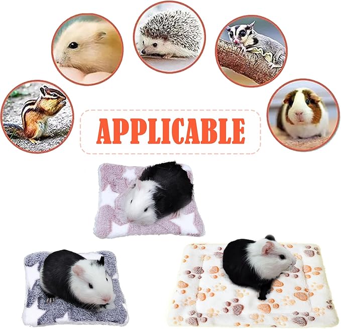 Pack de 3 Camas y Mantas de Felpa para Animales Pequeños – Cobayas, Conejos, Hámsteres, Chinchillas, Erizos y Ardillas
