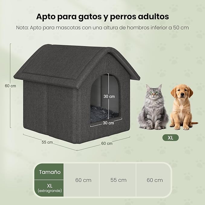 EUGAD – Cama/Cueva Grande para Gatos (60×55×60 cm) - Un refugio cálido, silencioso y lleno de hogar