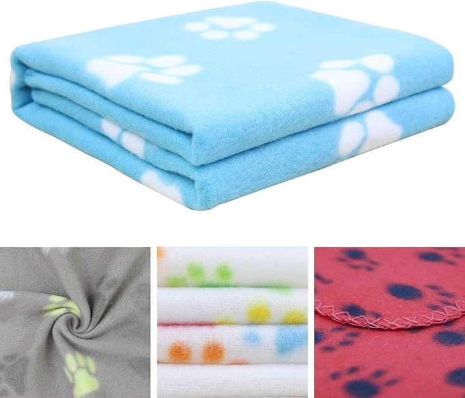 Pack de 3 Mantas Suaves para Mascotas – Estampado de Huellas – 60 x 70 cm – Invierno y Hogar